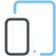 Illustrated icon of a smartphone and tablet next to each other